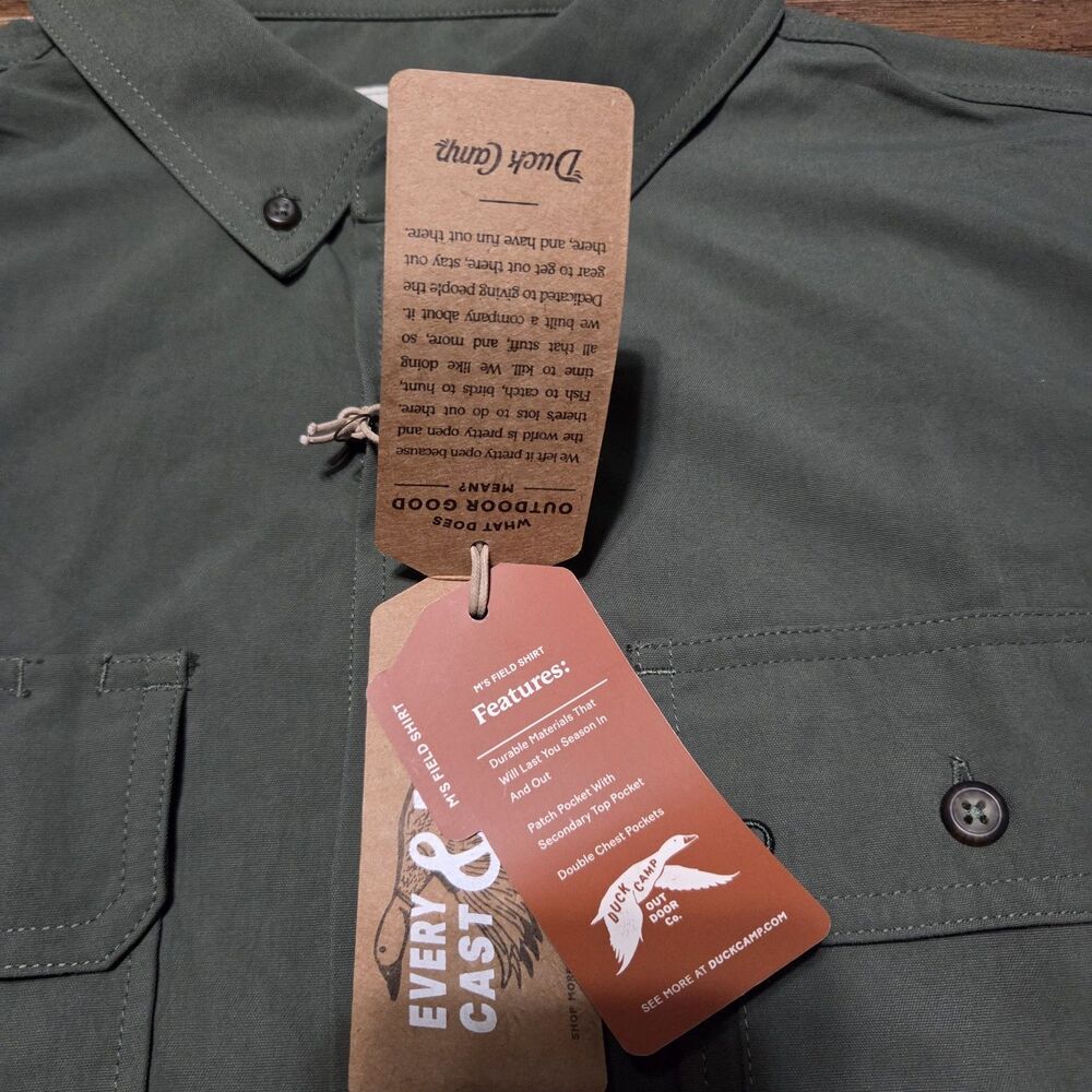 Duck Camp Lightweight Hunting Shirt Long Sleeve LS201 Green Size Large New - Picture 3 of 9